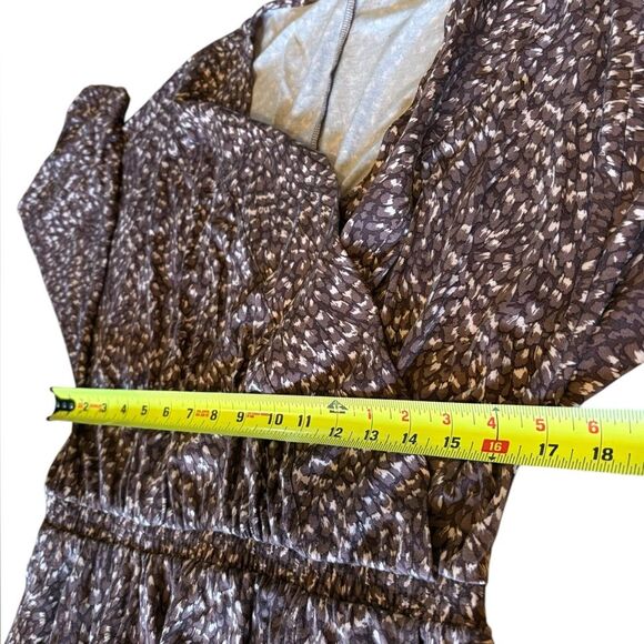 Garnet Hill Faux Wrap Maxi Dress Brown Stretch Tencel Jersey V Neck Womens Large - Picture 10 of 11